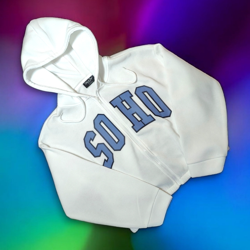 JOLIE & JOY Oversized Zipper Front Cropped SOHO Hoodie - L